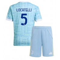 Stroje piłkarskie Juventus Manuel Locatelli #5 Koszulka Wyjazdowej dla dzieci 2025-26 Krótki Rękaw (+ szorty)